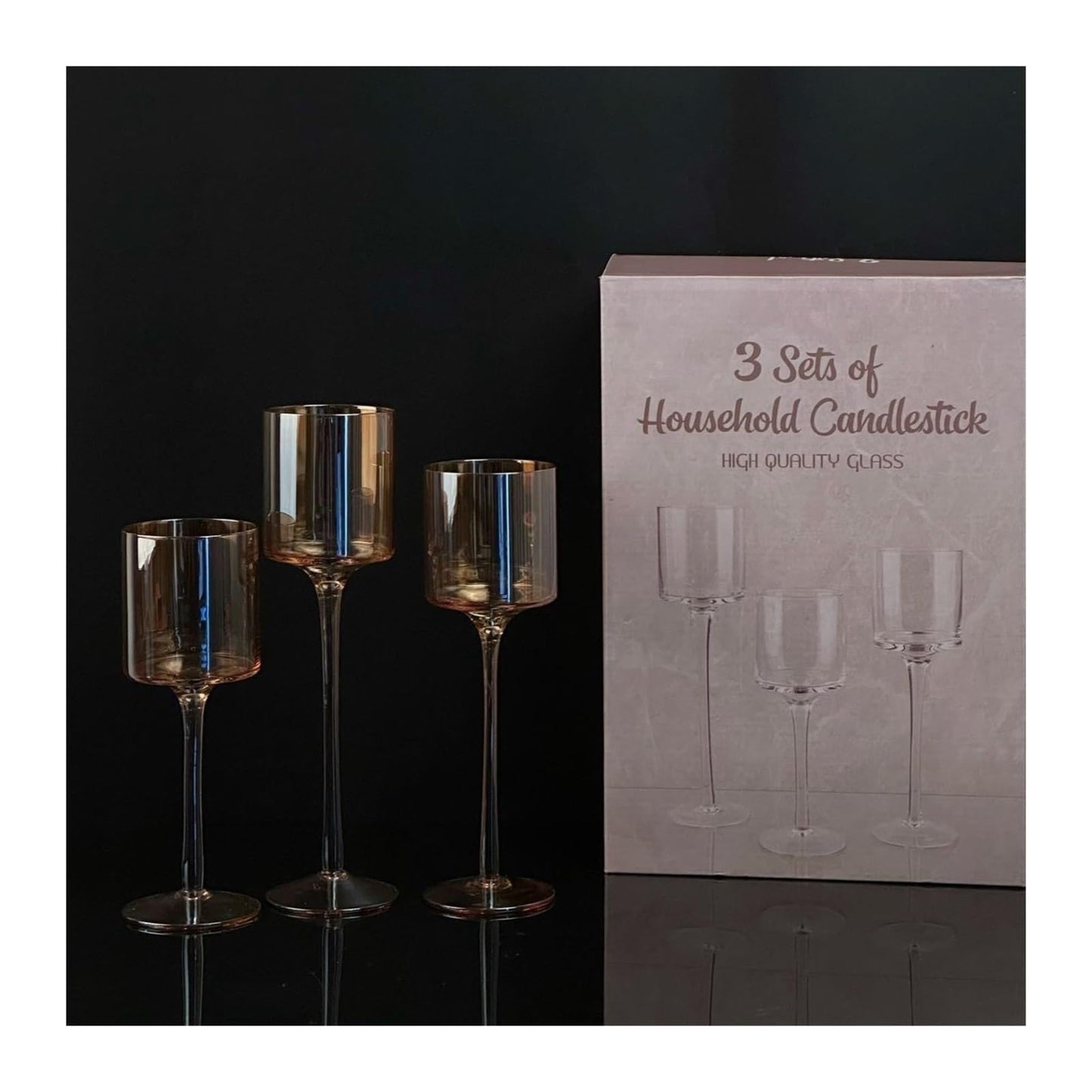 Glass Candle Holder For Table Centerpiece ,Set Of 3 Clear Tea Lights Candle Holder For Table Centerpiece, Elegant Clear Long Stem Candle Holders For Pillar Candles, Floating Candle Holder For Party(Si