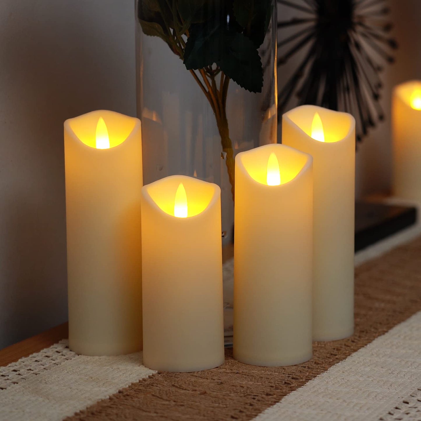 Homemory Flameless Candles, LED Battery Operated with Remote Timers, Electric Fake, Made of Frosted Plastic, Won't Melt, Ivory, Set of 9