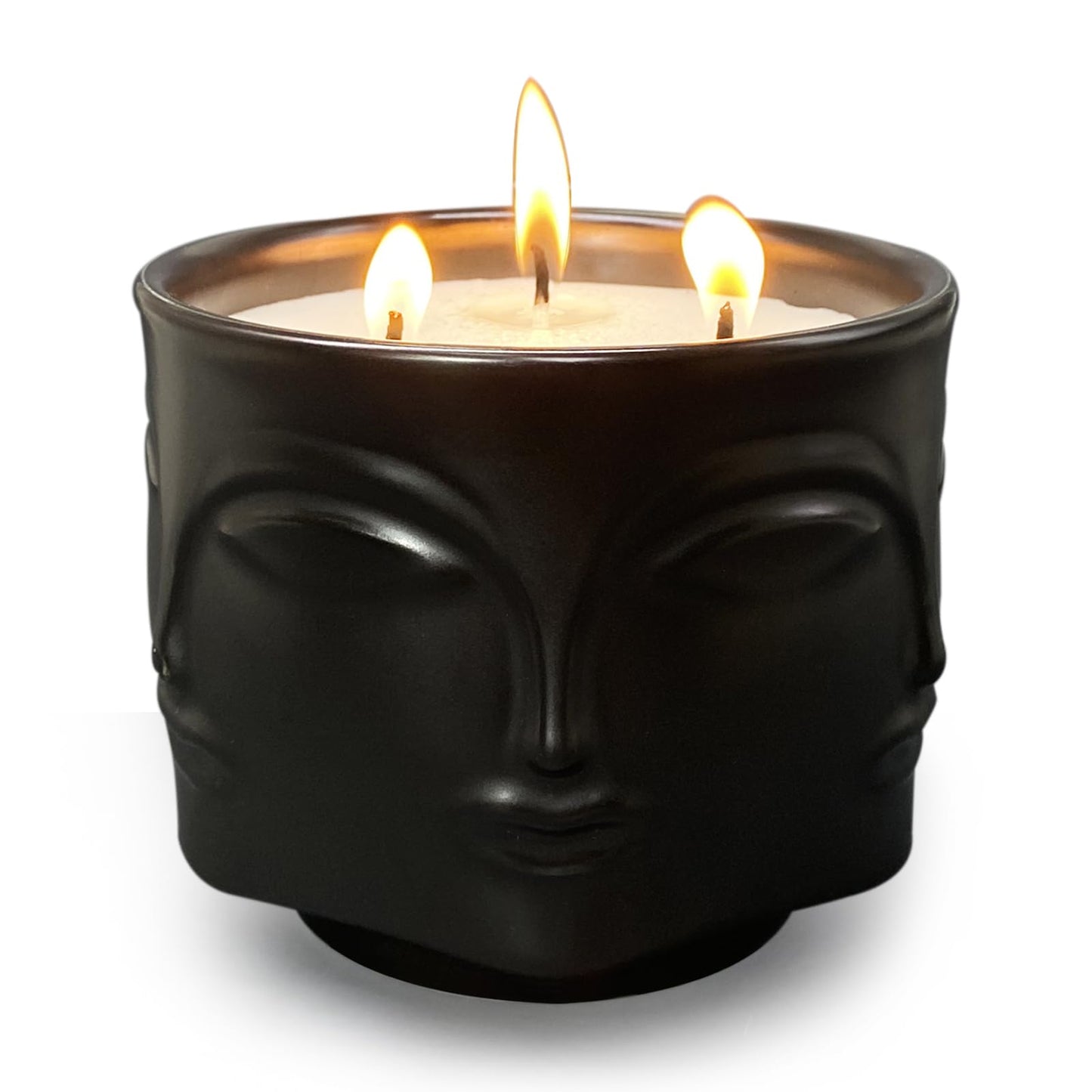 Strong Lavender 3 Wick Black Large Candle, 20oz, Ceramic, Outdoor Scented Candles, 100% Soy, for Home Scented, Yoga, Meditation, Patio, Table Decor, Beautiful Candle Jars
