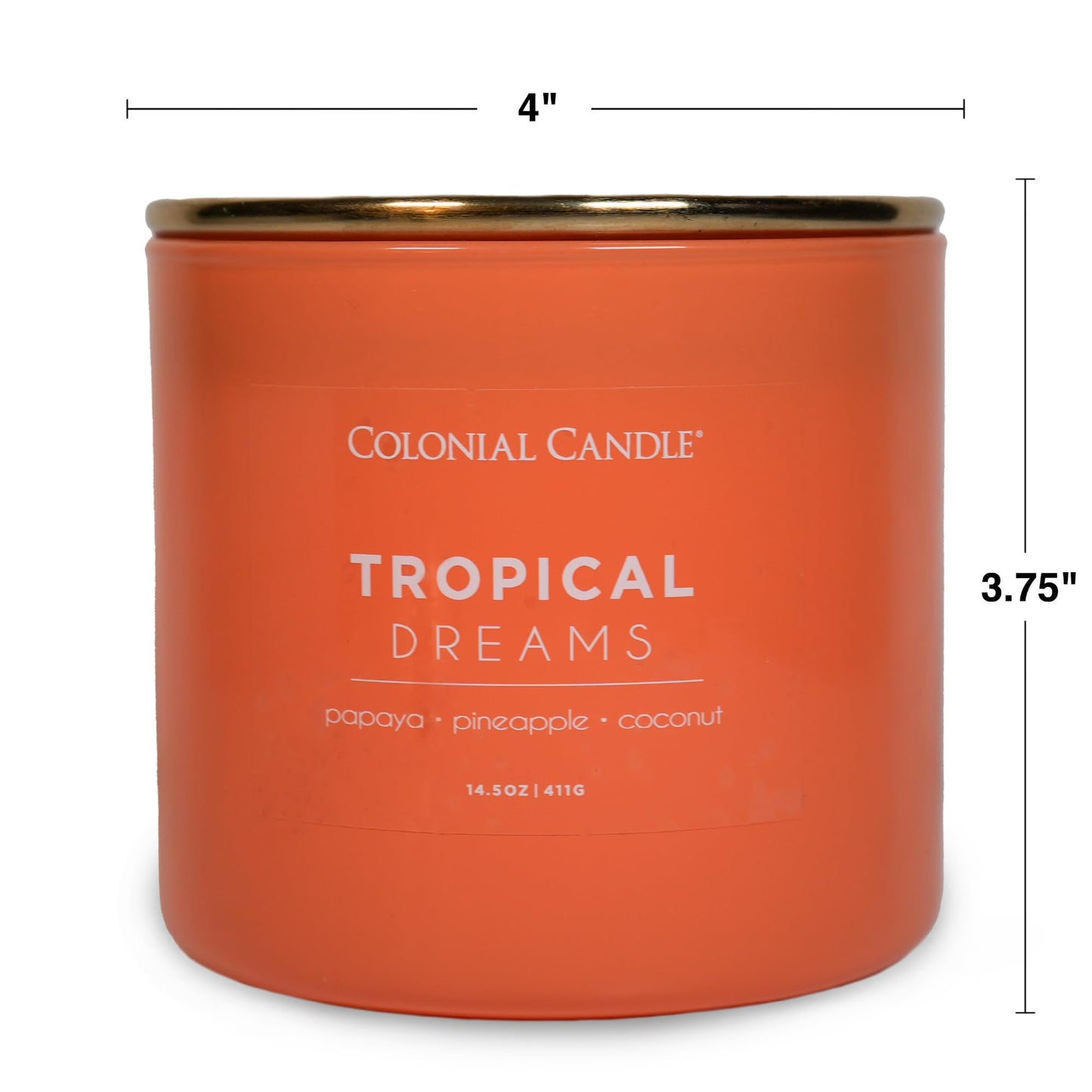 Colonial Candle Tropical Dreams Scented Jar Candle, Pop of Color Collection, 3 Wick, 14.5 oz - Up to 60 Hours Burn