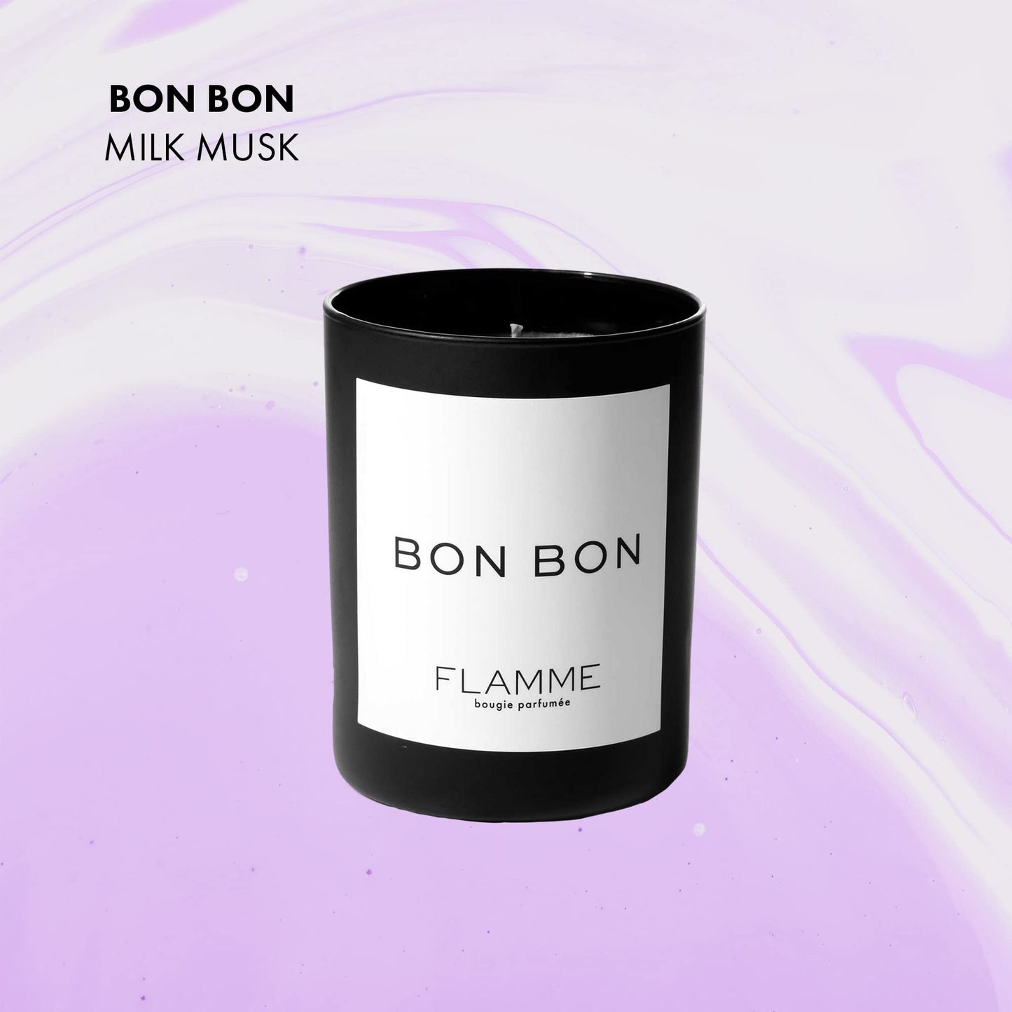 FLAMME Candle Co. Bon Bon | Macaron & Milk Musk Scent | 10 oz | 60 Hour Burn Time | Luxury Candle with Colored Wax | All Natural Soy