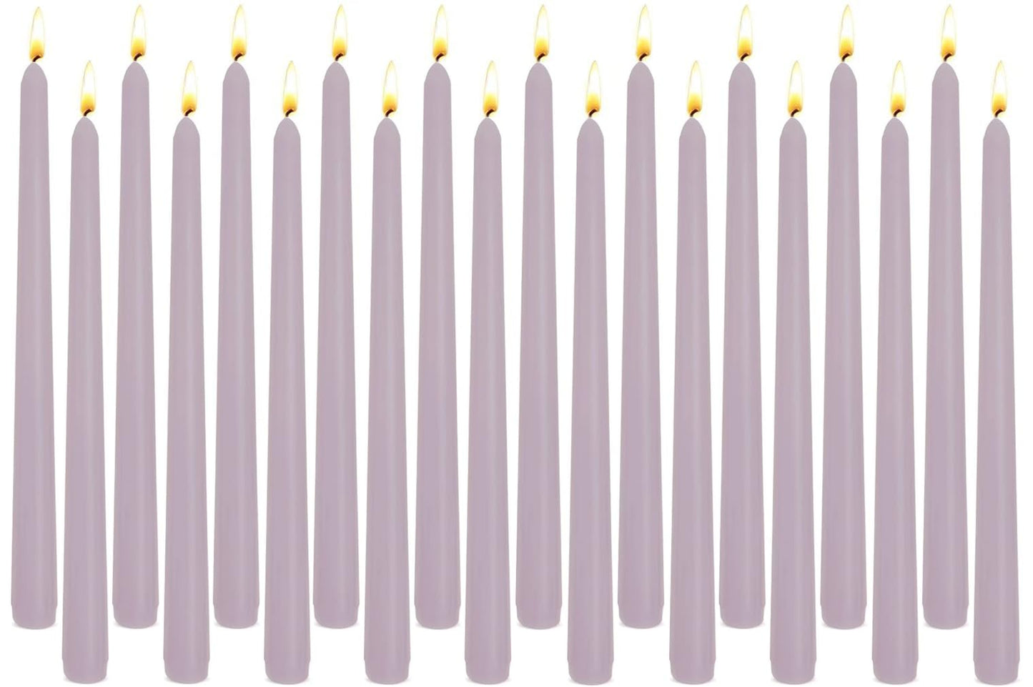 20-Pack Light Purple Taper Candles Unscented, 10 Inch Tall Dinner Table Candlestick for Wedding Centerpieces, Bulk Tapered Candles Smokeless Dripless, Lavender Decorative Candle for Home Decor