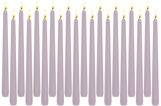 20-Pack Light Purple Taper Candles Unscented, 10 Inch Tall Dinner Table Candlestick for Wedding Centerpieces, Bulk Tapered Candles Smokeless Dripless, Lavender Decorative Candle for Home Decor