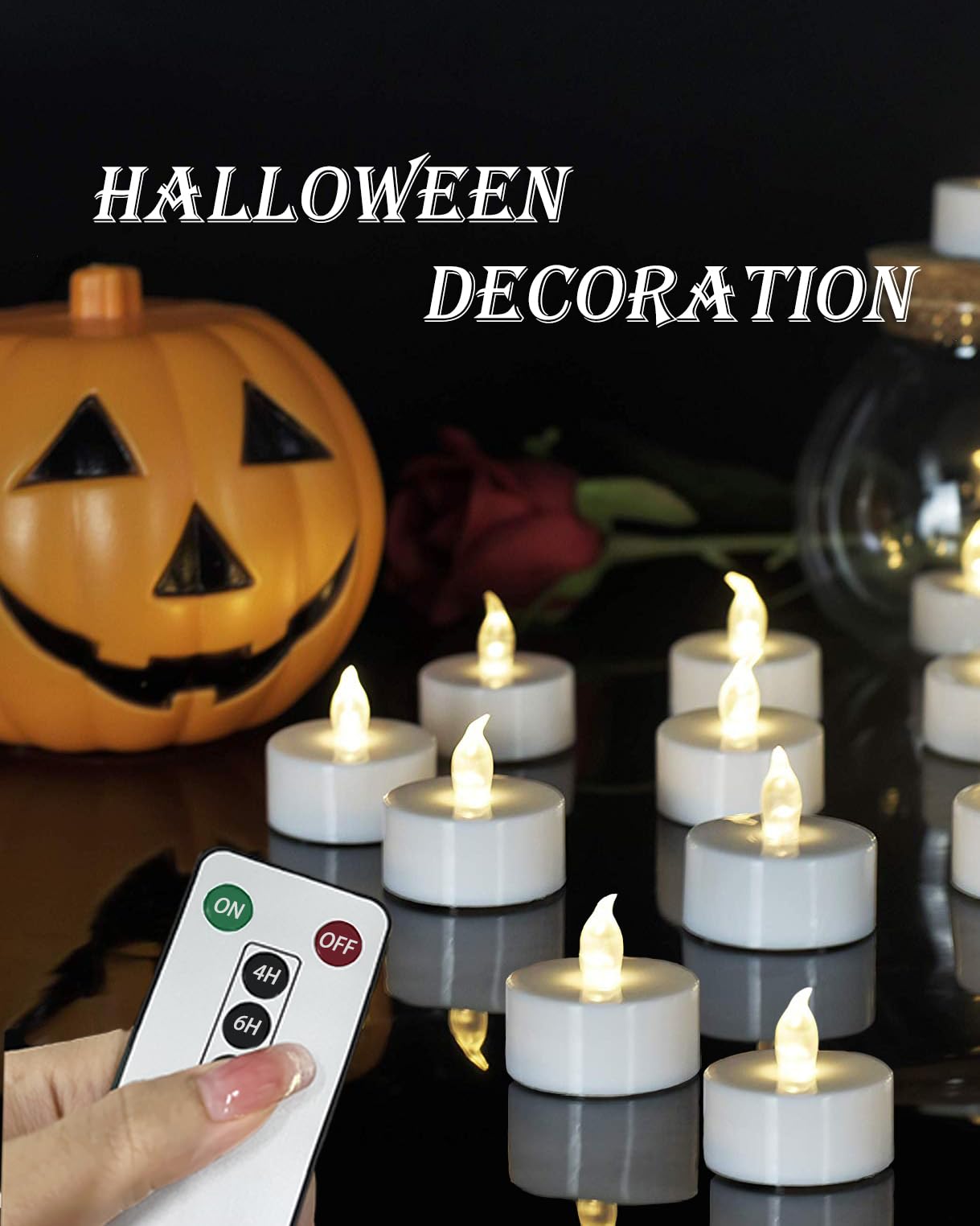 Paichi Tea Lights Candles Battery Operated with Remote Control, 24Pcs Flickering Flameless Candle with Timer, Long Lasting 400+ Hours Led Electric Candle for Home Decor, Wedding, Party (WarmWhite)