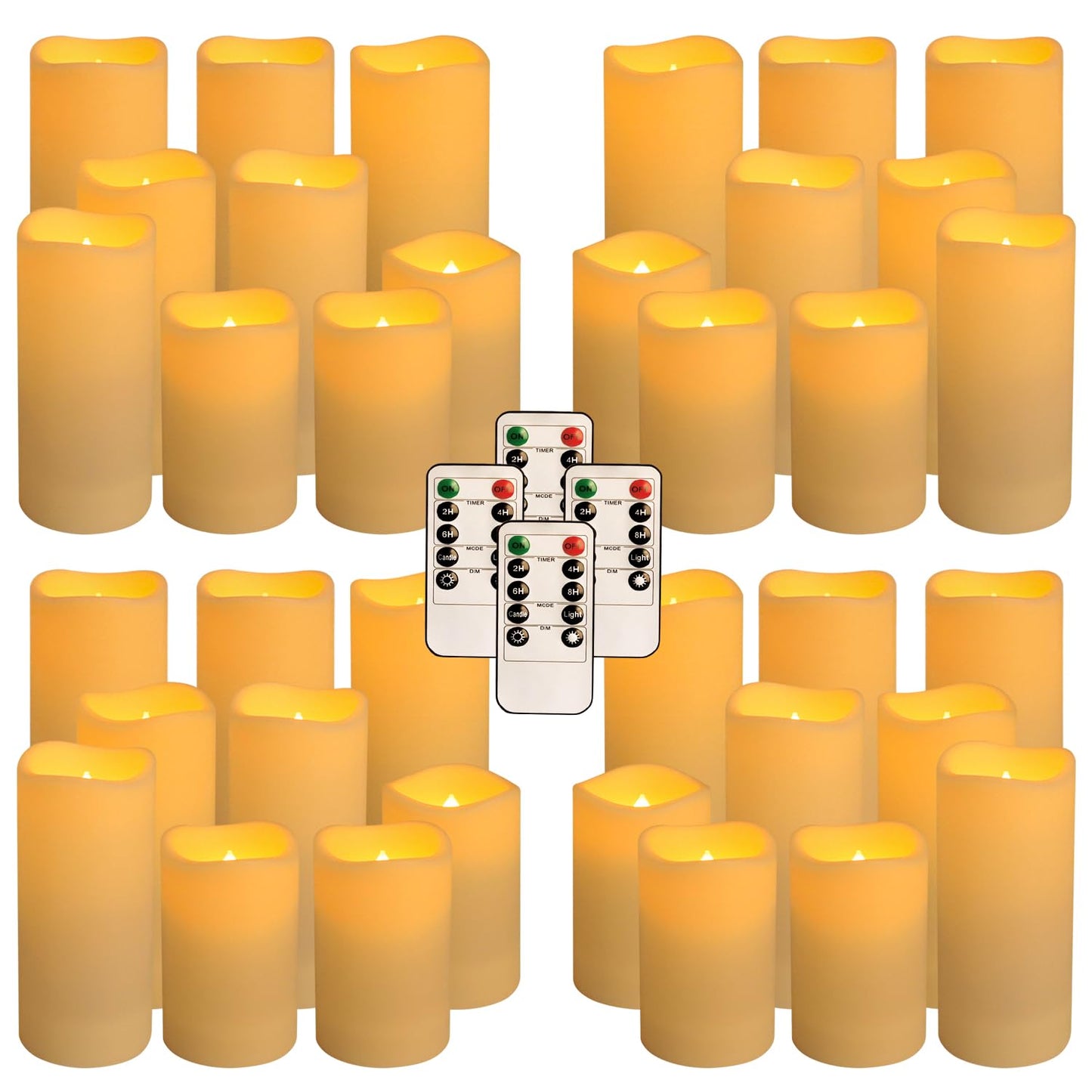 Aamdkcyu 36 Pack Waterproof Flameless LED Candles - Outdoor Battery Operated Candles with Remote & Timer, Realistic Flickering Flame, Safe for Porch, Patio, Weddings, Parties & Home Decor