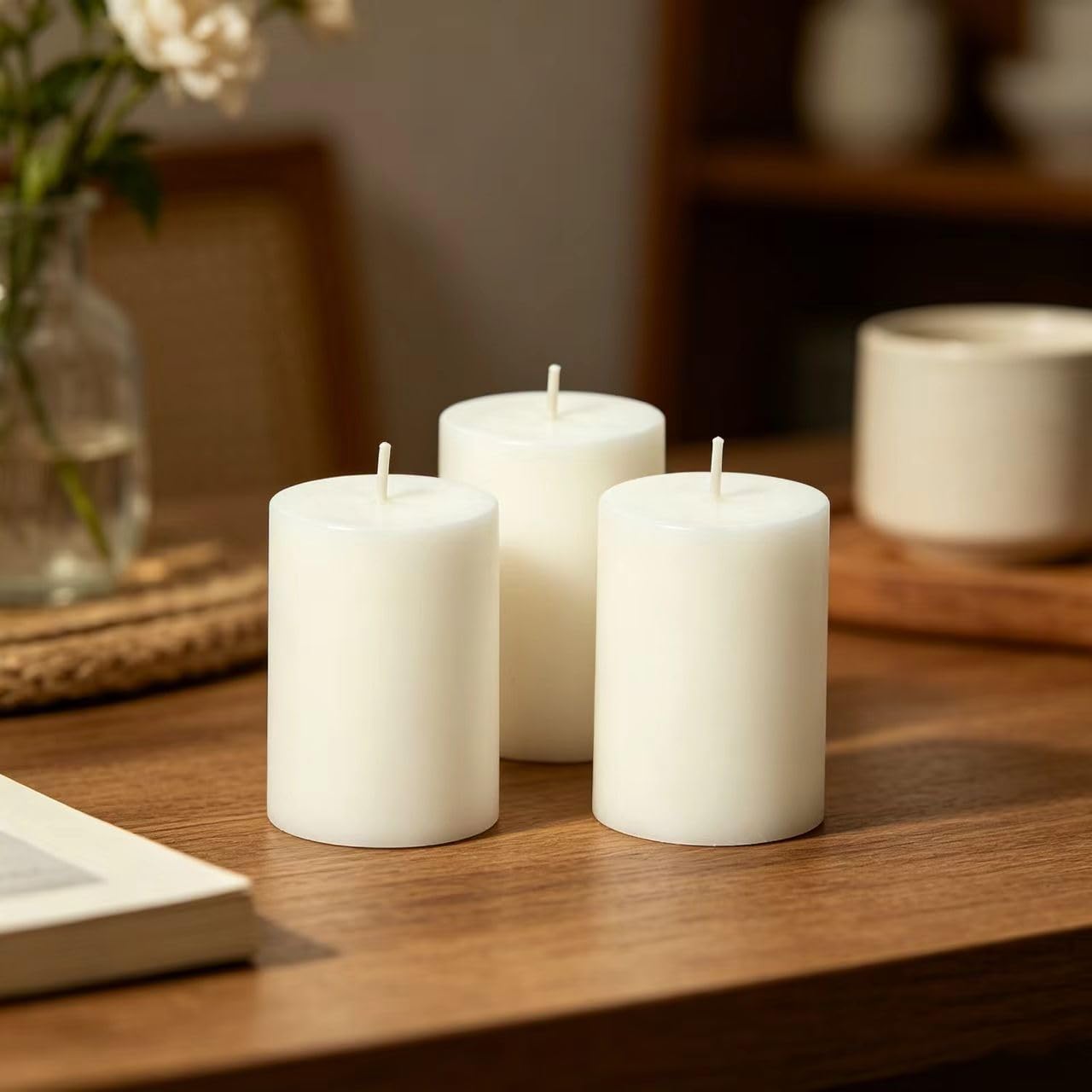 Hosley 2x3 High Pillar Candles, Set of 6. White, Unscented. Bulk Buy. Ideal for Wedding, Emergency Lanterns, Spa, Aromatherapy, Party, Reiki, Candle Gardens O4