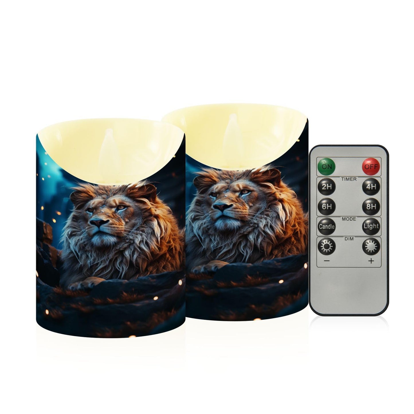 ALAZA Lion in The Night Flameless Candles with Remote Timer,LED Flickering Battery Operated Electric Pillar Tea Light Candles for Wedding Table Christmas Decorations 3" x5.9"
