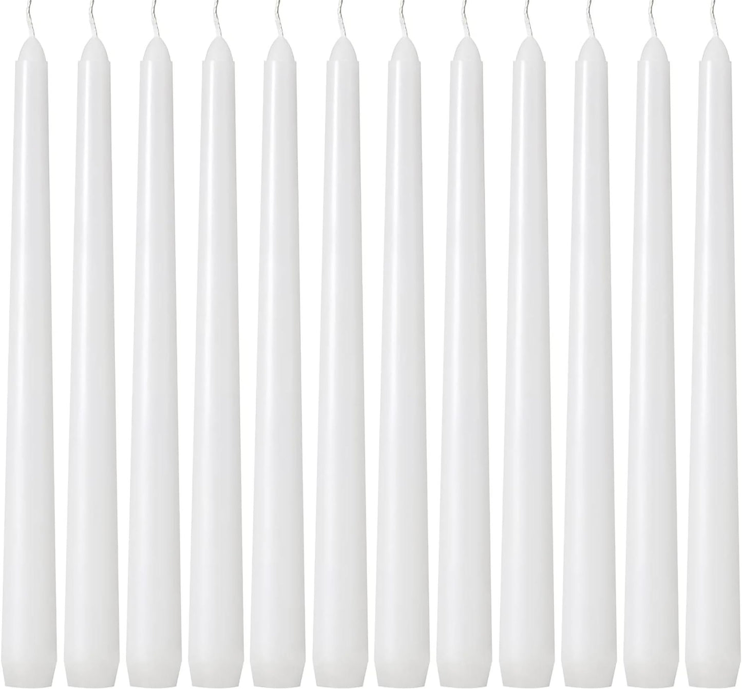 12 Pack White Taper Candles - Taper Candles 10 Inch Dripless, Smokeless & Unscented - 8 Hours Long Burning - Tall Candlesticks - Ideal for Weddings, Dinner Parties, Home Decor, Birthday Party
