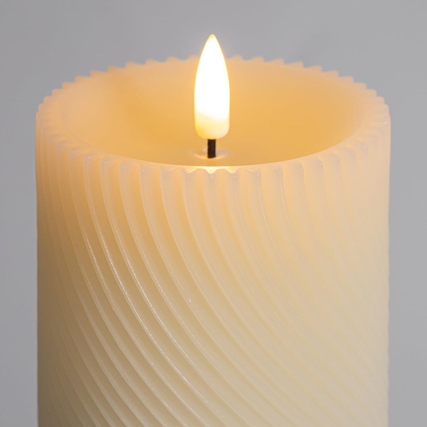 ANGELLOONG Flickering Flameless Candle with Remote, Real Wax Battery Operated Candles with Timer, Set of 3 Fake LED Electric Pillar Candles for Home Party Holiday Christmas Decor, Twill