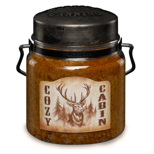 McCall’s Candles | Cozy Cabin | 16 oz Scented Candle | USA-Poured | Vintage Rustic Jar with Carrying Handle | Warm Woodsy Winter Fragrance