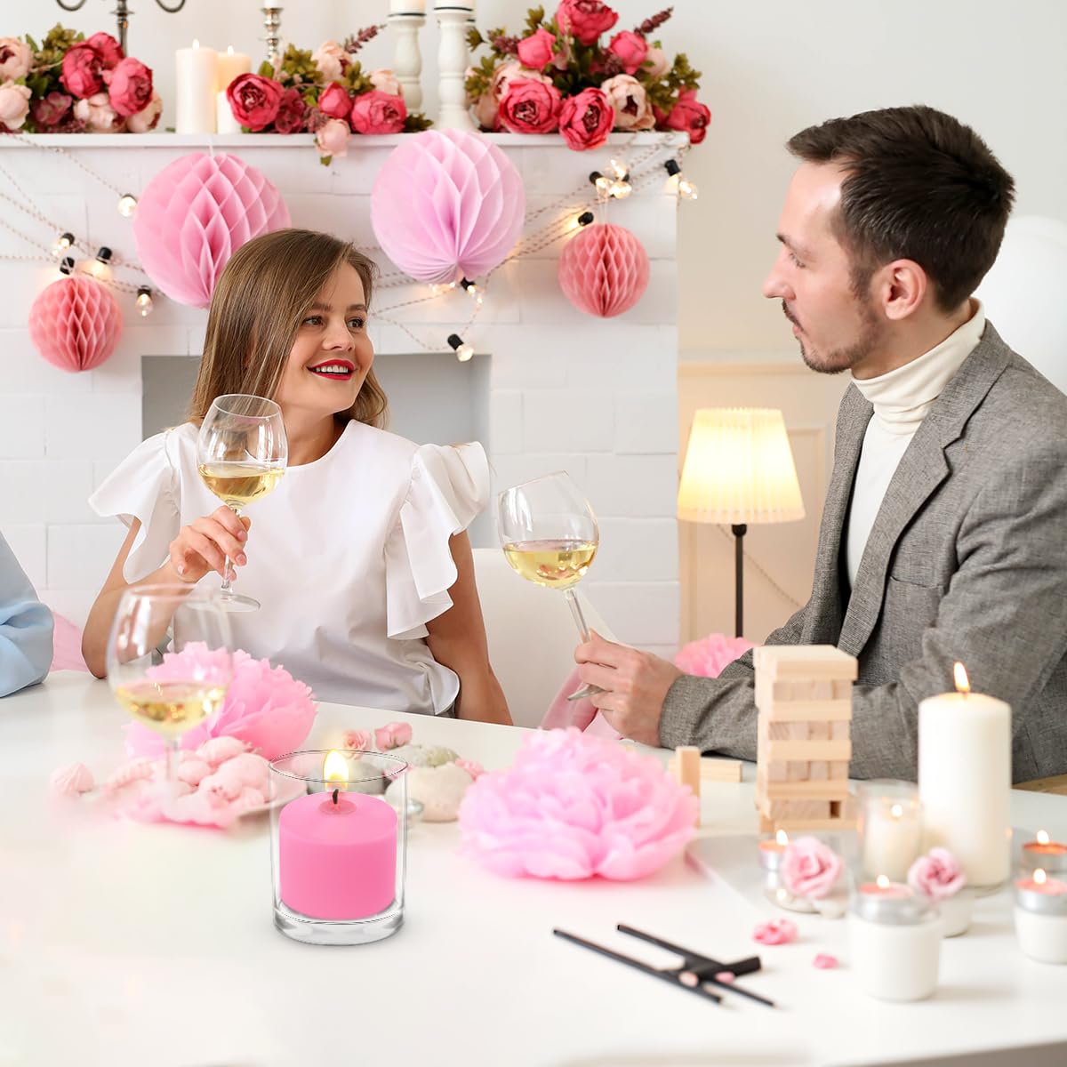 10 Hour Pink Votive Candles for Weddings Party Spa and Emergency, Set of 36 Unscented Bulk Candles for Restaurants and Home Decoration