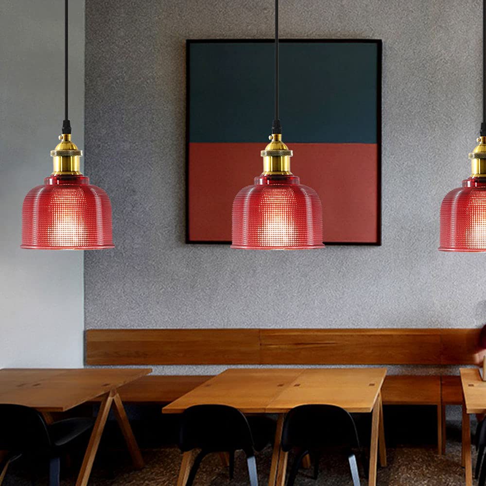 vsGotber Pendant Lights Kitchen Island Stained Glass Chandelier Creative Bedroom Living Room Cafe Bar Flower Cover Retro Bedside Lamp Single Head Chandelier E27 Ceiling Colored Glass Lamps,
