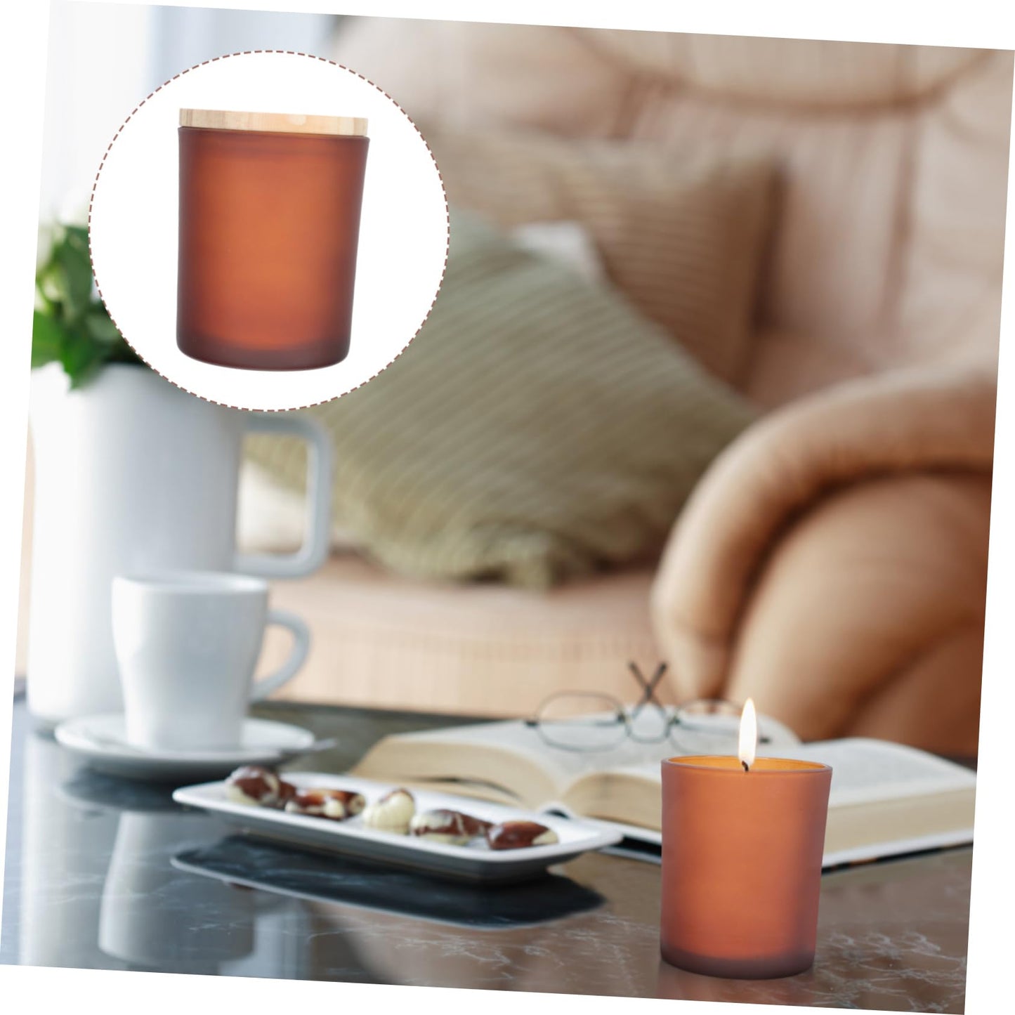 PRETYZOOM 3sets Candle Jar Lid Glass Candle Cup Holder Scented Candleholder for Dining Table Centerpiece Decor