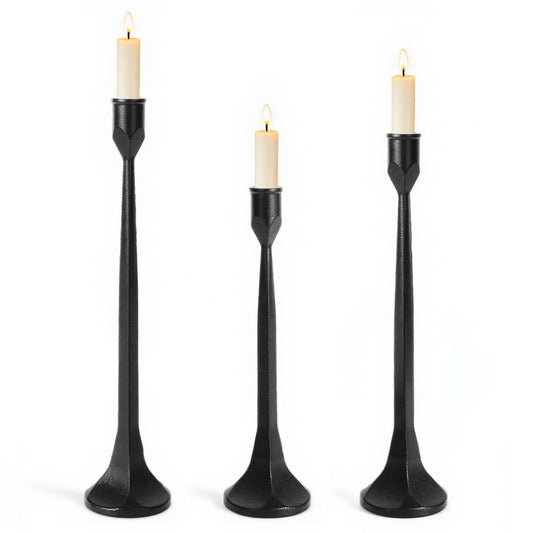 Vintage Cast Iron Black Taper Candle Holders Set of 3 Antique Decorative Candlestick Holder for Wedding Dining Table Party Rustic Home Decor