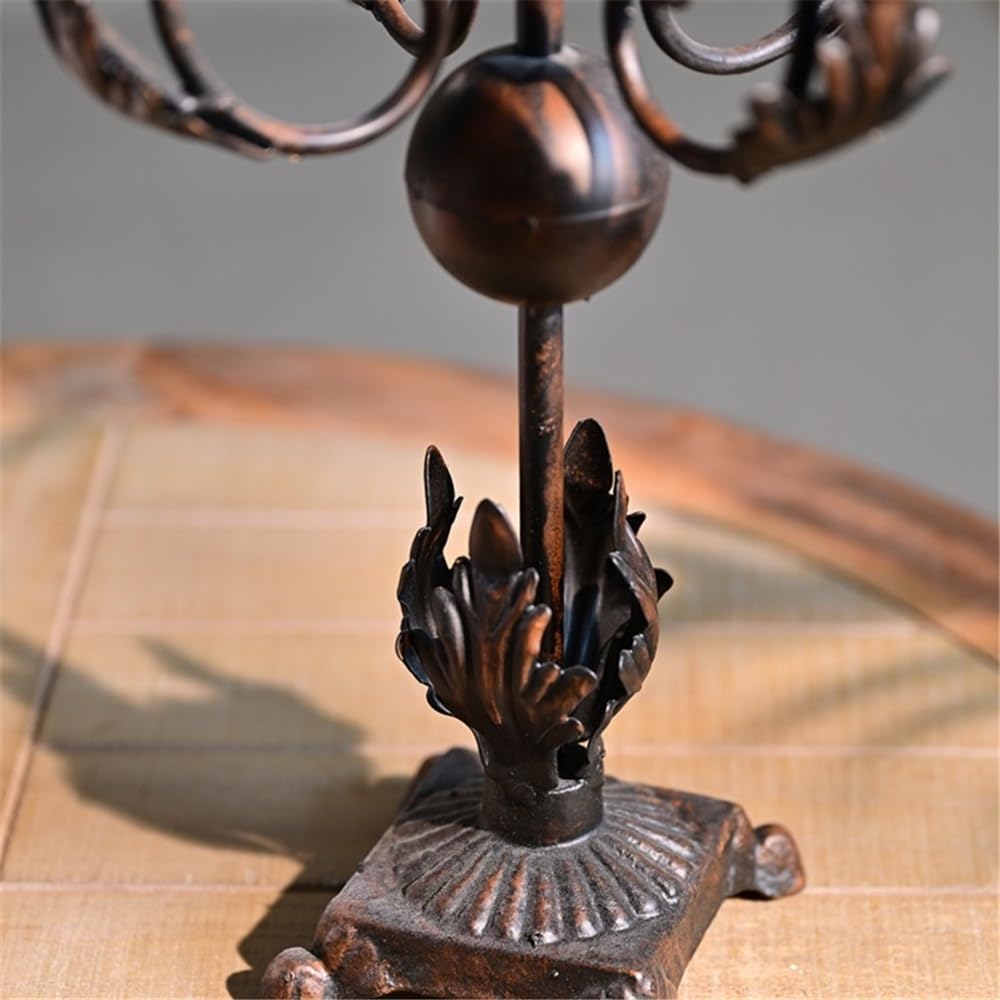 Candlestick Holders Retro Old Iron Four-Head Candlestick Dining Table Christmas Photography Props Homestay Decoration Candle Holders(White)