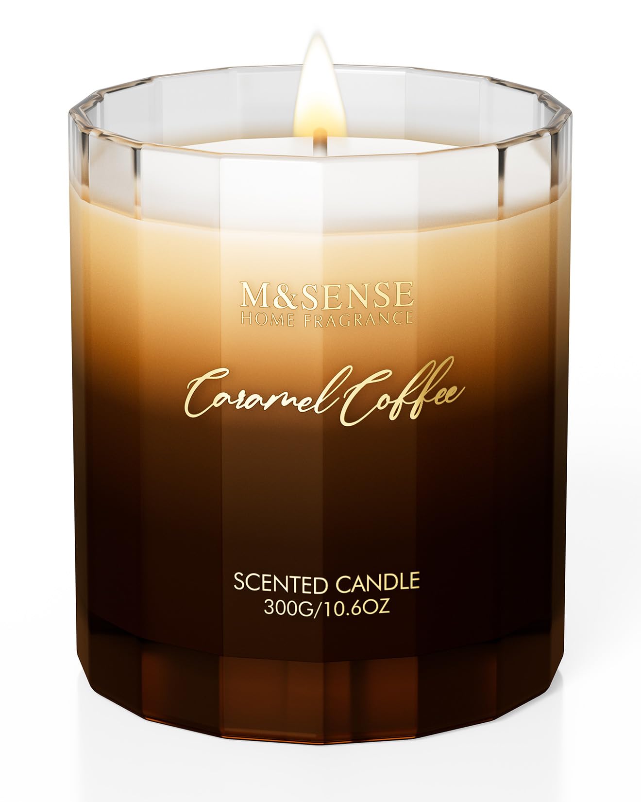 M&SENSE Caramel Coffee Candle for Home Scented, 10.6oz 60 Hours Burn Natural Soy Long Lasting Slow Burning Organic Aromatherapy Candle Housewarming Appreciation Gift for Women