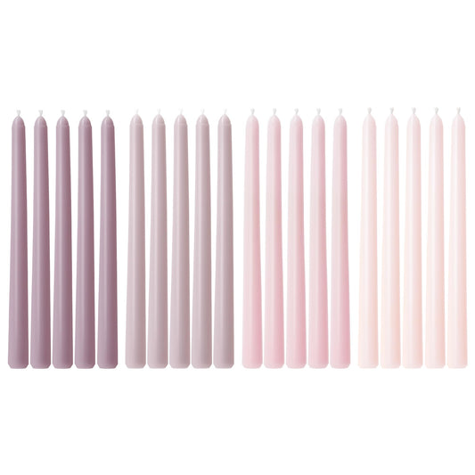 Viyffo 10 Inch Taper Candles-20 Pack Pink & Purple, Unscented, Smokeless–Up to 8 Hour Burn – Long Tall Tapered Candlesticks for Wedding, Dinner, Holiday, Party, Home Decor Natural Color Series