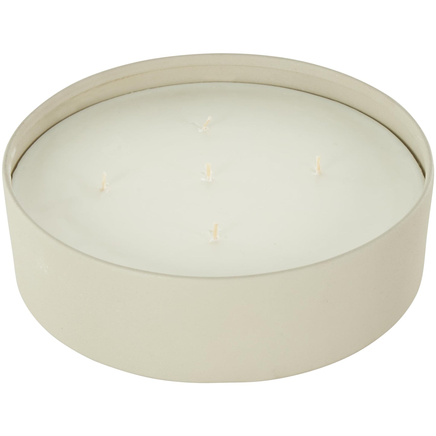 Deco 79 Metal Decorative Candle Tropical Fruit Medley Scented Textured 59oz 5 Wick Aromatherapy Candle with White Wax, Wax Aromatherapy Candle 9" x 9" x 3", Cream
