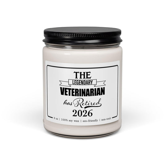 The Legendary Veterinarian Has Retired 2026 Candle Retirement Gifts for Vet Doctor of Veterinary Medicine Physiology Pet Dog Cat Animal Men Women 9oz Vanilla Scented Soy Wax Blend