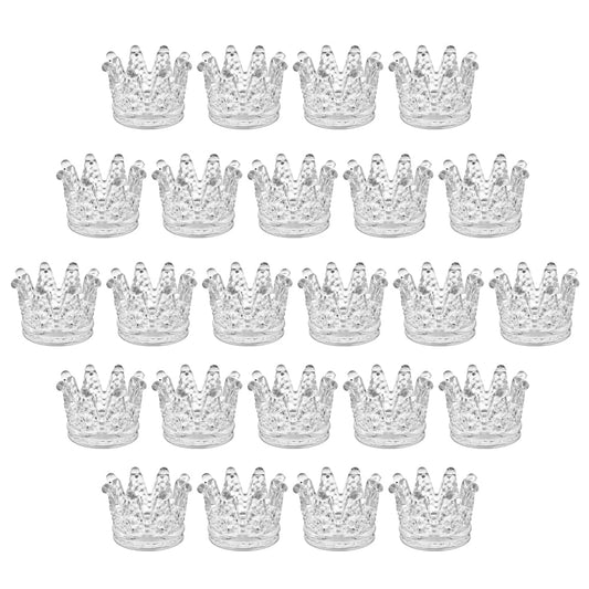 BTGLLAS Set of 24 Crown Glass Tealight Candle Holder,Votive Candle Holders for Wedding, Party, Home Decoration, Jewelry Storage Tray,2 Colors Choose (Clear-24pcs)