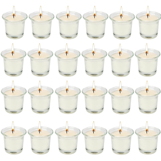 Soft Breeze 24 Pack Unscented Votive Candles, White Tealight Candles, Bulk, Transparent Filled, Ideal Candles for Spa, Weddings, Birthdays, Holidays, Party