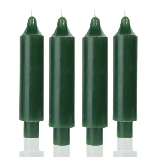 MAITREYA Short Taper Candle Candlesticks Dripless Dinner Candle for Wedding Party Decoration Home Dinner,6.5inch,4 Pack,Dark Green