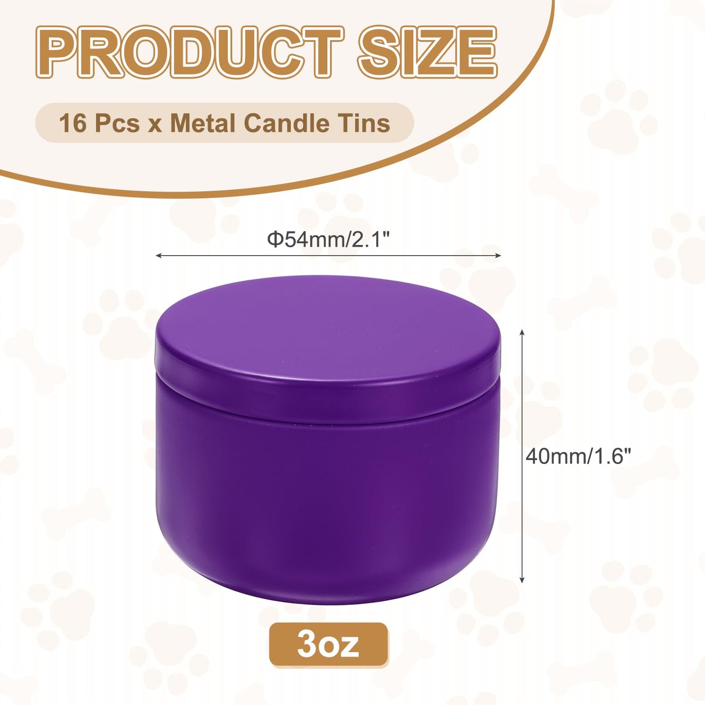 MECCANIXITY 3oz Candle Tins, 16pcs Metal Candle Tins Jars with Lids Round Empty Tin Can Containers Bulk for Storage Tea and Making DIY Arts Crafts Christmas Gifts, Purple