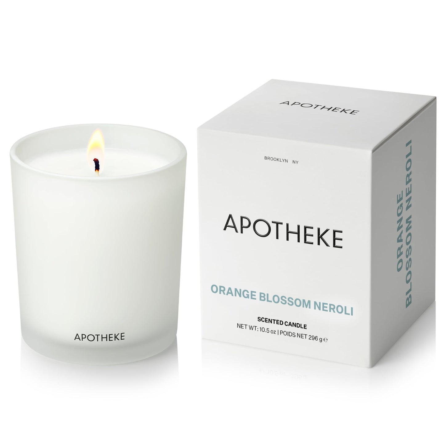 Apotheke Signature Scented Candles for Home, Orange Blossom Neroli - 10.5 oz - Soy Wax, Non Toxic, Large Jar White - Luxury Candle Gifts for Women & Men - Sandalwood, Musk, Neroli, and Orange