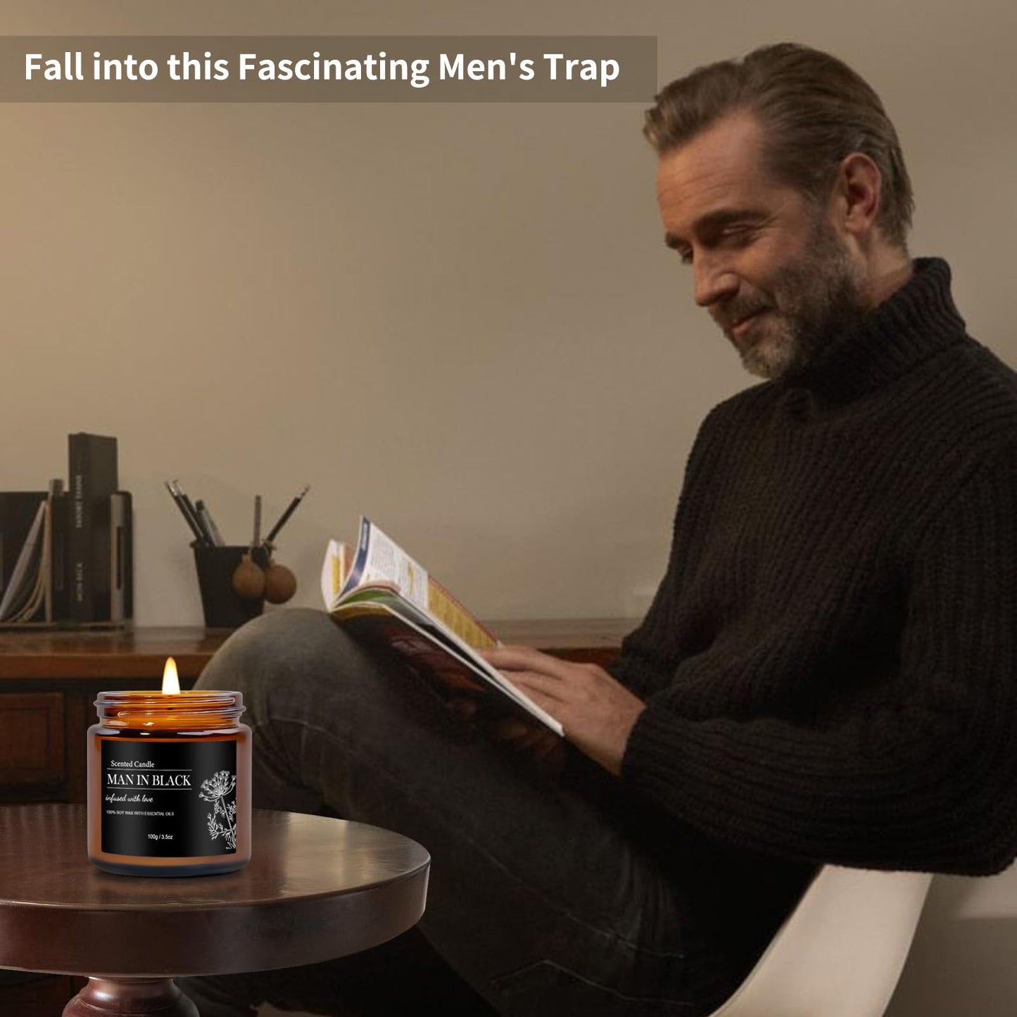 Scented Candles for Men | 6 Pack Candles for Home Scented, 150 Hour Burn Time Aromatherapy Christmas Candles Gifts for Men Birthday|Sandalwood Cedar |