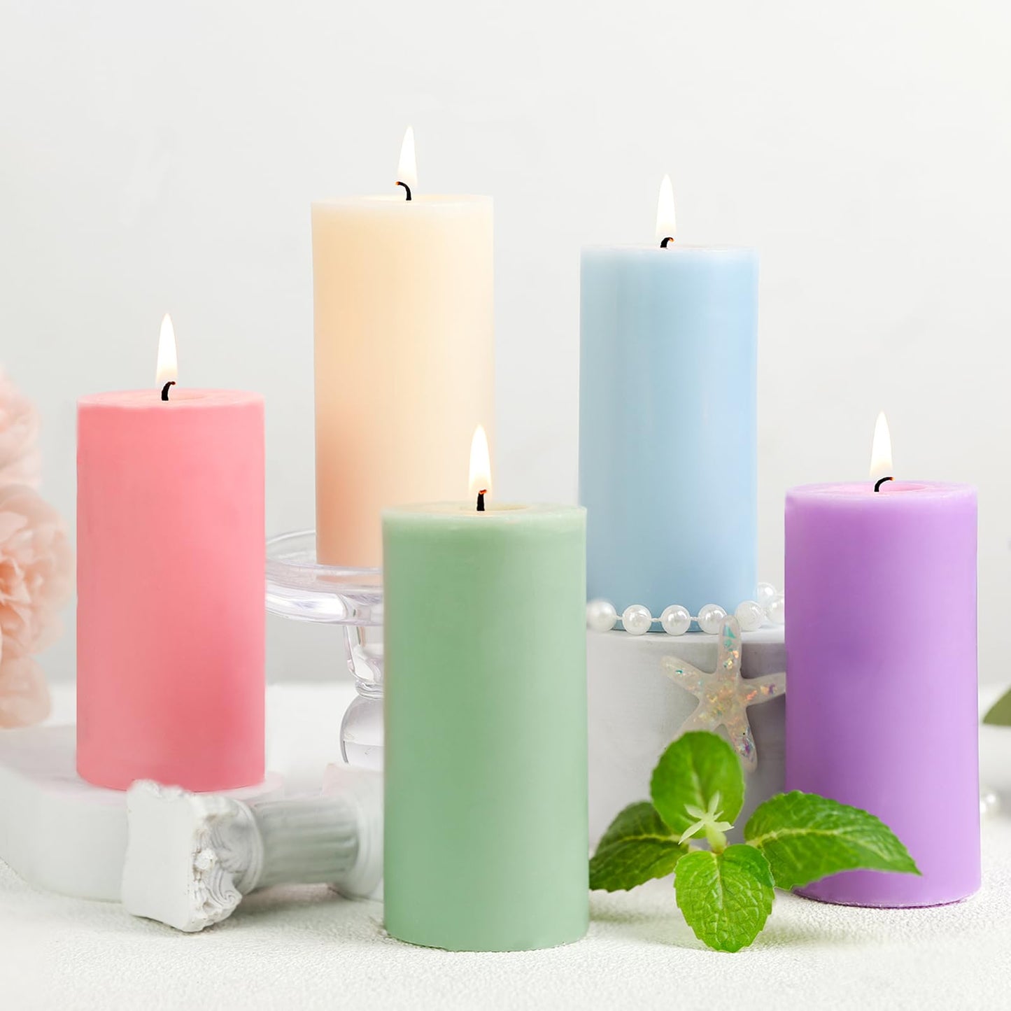 Uniteland Patchouli Frankincense Scented Pillar Candles, Handmade Soy Pillar Candles for Home, 105 Hours Aromatherapy Candle Clean Burning for Bathroom Living Room