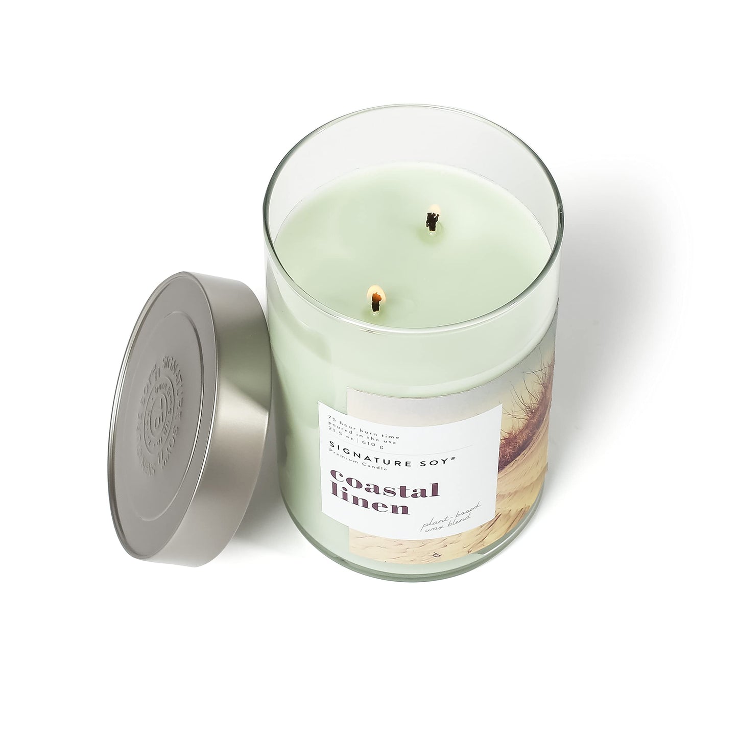Signature Soy Lidded Coastal Linen Scented Candle, Extra Large Jar