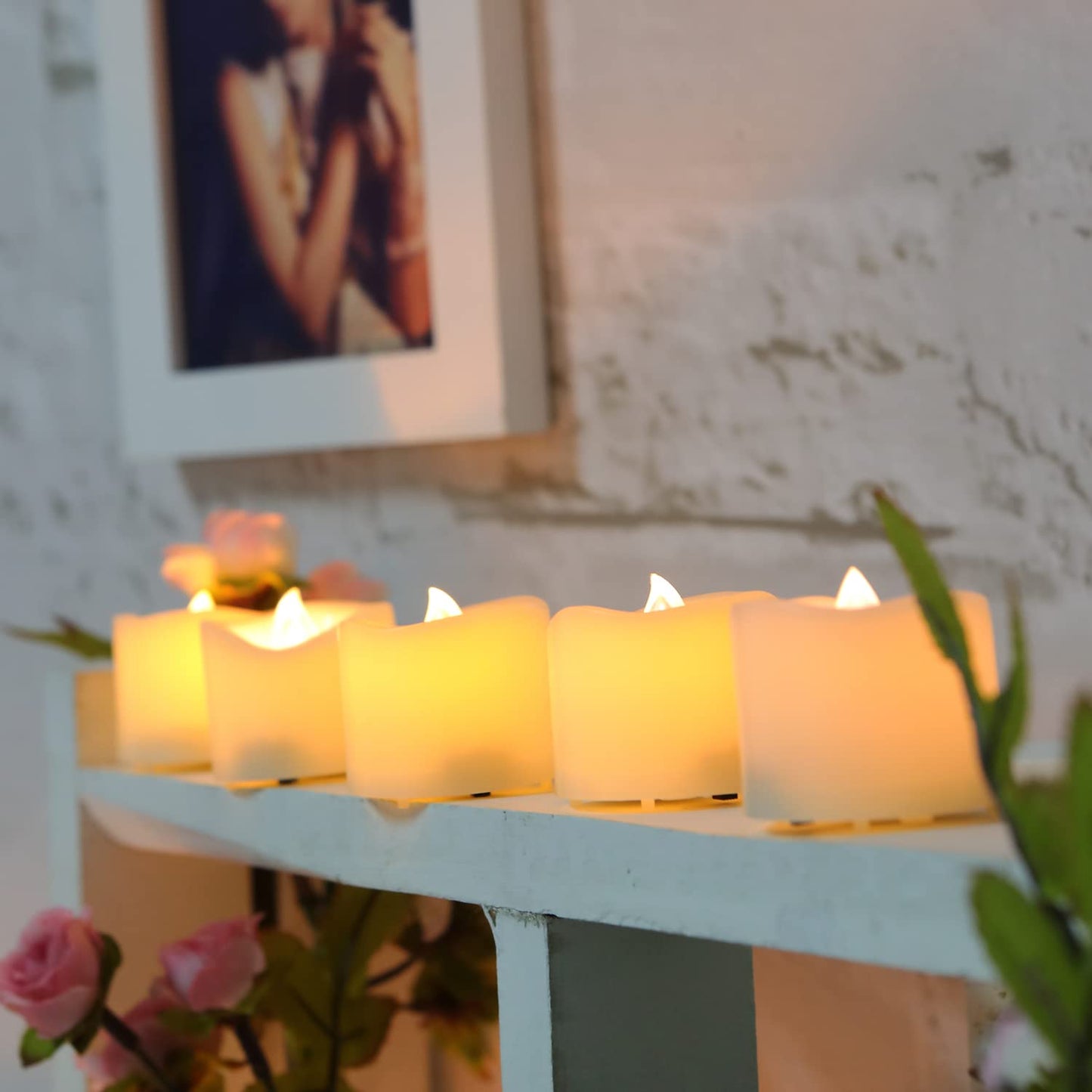 Led Flickering Flameless Votive Tea Lights Candles With Remote Control Battery Operated Set Of 12 / Electric Outdoor Tealights Timer Candle For Christmas,Xmas Decorations (Batteries Included) 200Hours