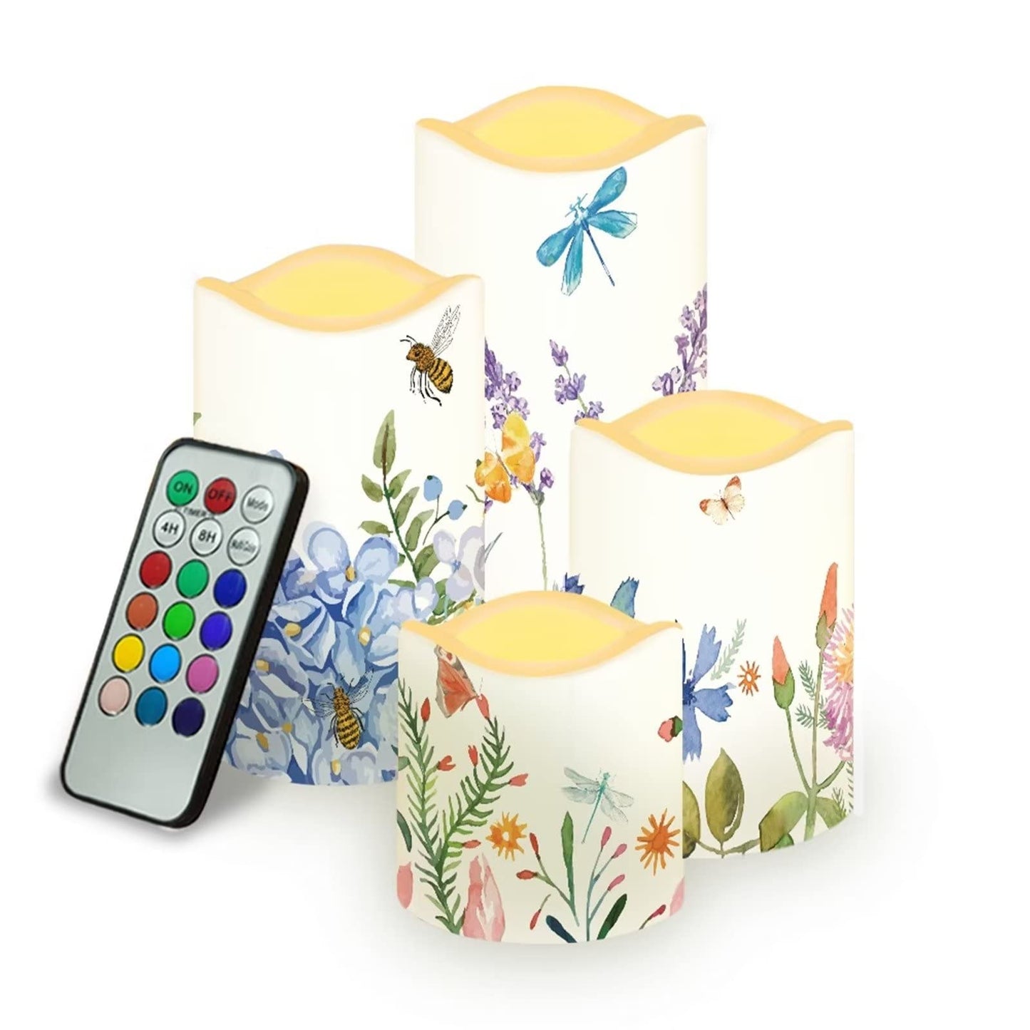 Ystardream Lavender Orchid LED Flameless Candles with Remote and Timer, Battery Operated Flickering for Festival Wedding Home Party Decor 4pcs