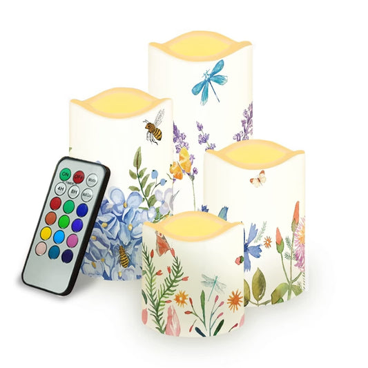 Ystardream Lavender Orchid LED Flameless Candles with Remote and Timer, Battery Operated Flickering for Festival Wedding Home Party Decor 4pcs