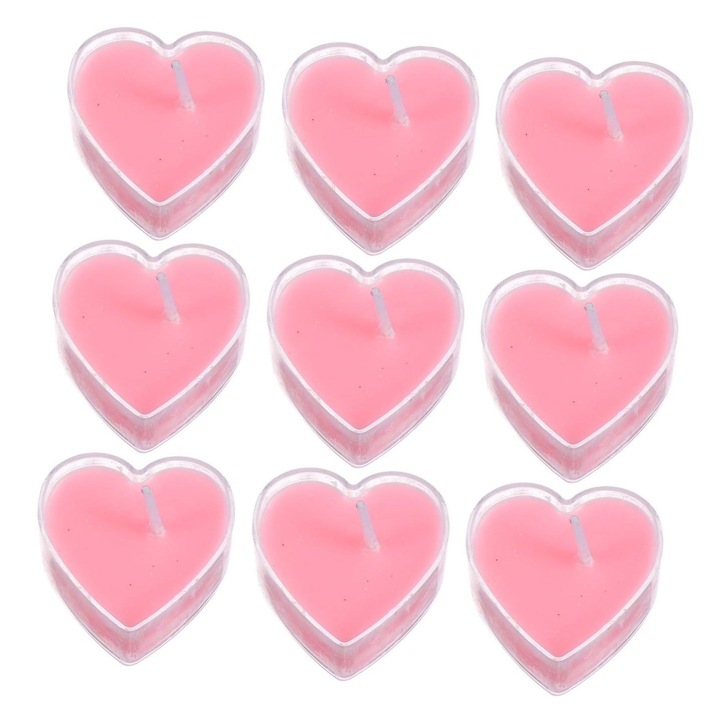 TOPPERFUN 9Pcs Heart Shaped Scented Tea Candles Smokeless Aromatherapy Wax for Home Wedding Decor Romantic Atmosphere Pink Rose Fragrance Eco Friendly Multi Use