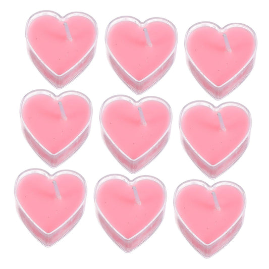 TOPPERFUN 9Pcs Heart Shaped Scented Tea Candles Smokeless Aromatherapy Wax for Home Wedding Decor Romantic Atmosphere Pink Rose Fragrance Eco Friendly Multi Use