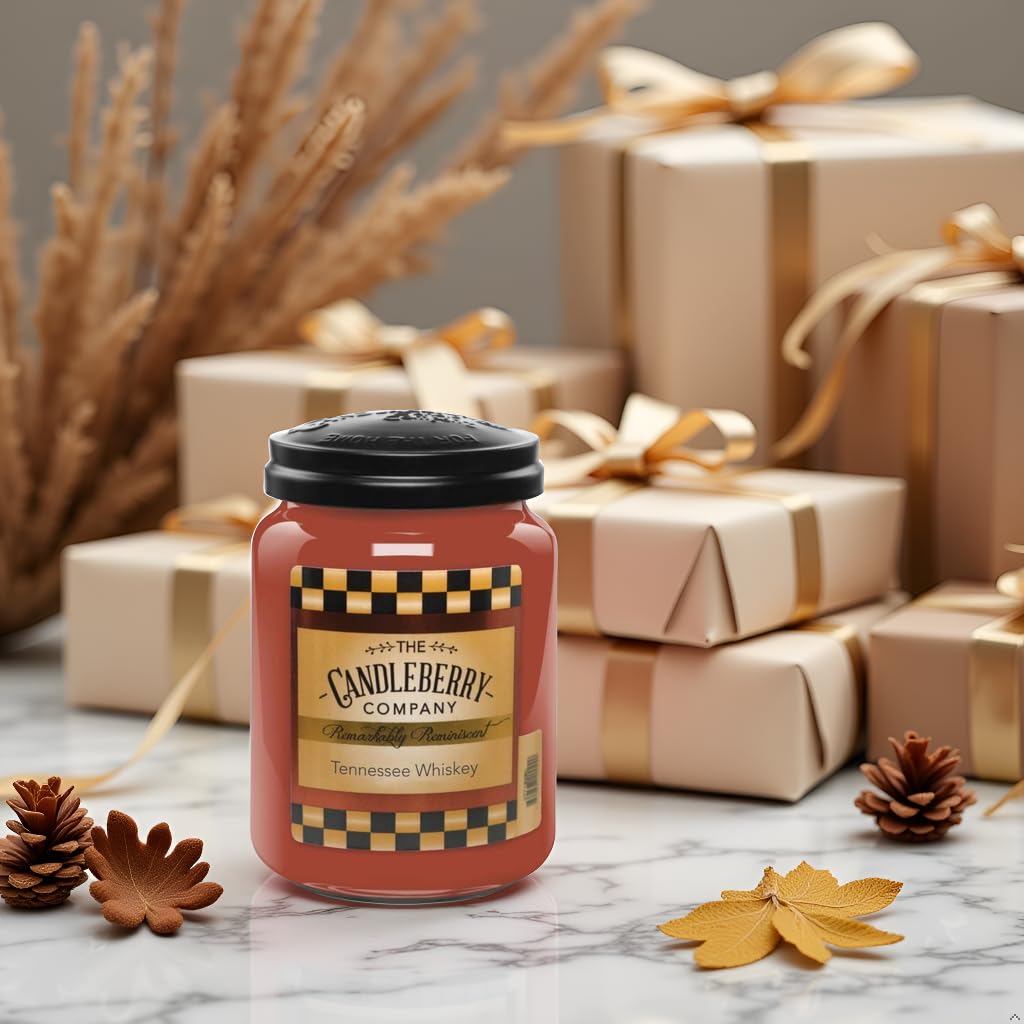 Candleberry Candles | Strong Fragrances for Home | Hand Poured in The USA | Highly Scented | 135 Hour Burn Time | Large Jar (Tennessee Whiskey)