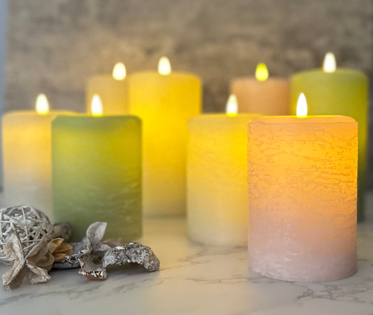 LumiPur Signature Natural Glow Flickering Flameless LED Wax Pillar Candle (3.5" x 5", Sage Green)
