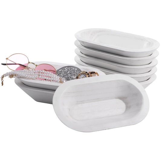 DORMIYA 8 PCS Wooden Dough Bowls, Rustic Wooden Candle Bowl for Decor, Woodens Dowls for DIY Candle Home Crafts Making, Farmhouse Decoration (White-8PCS)