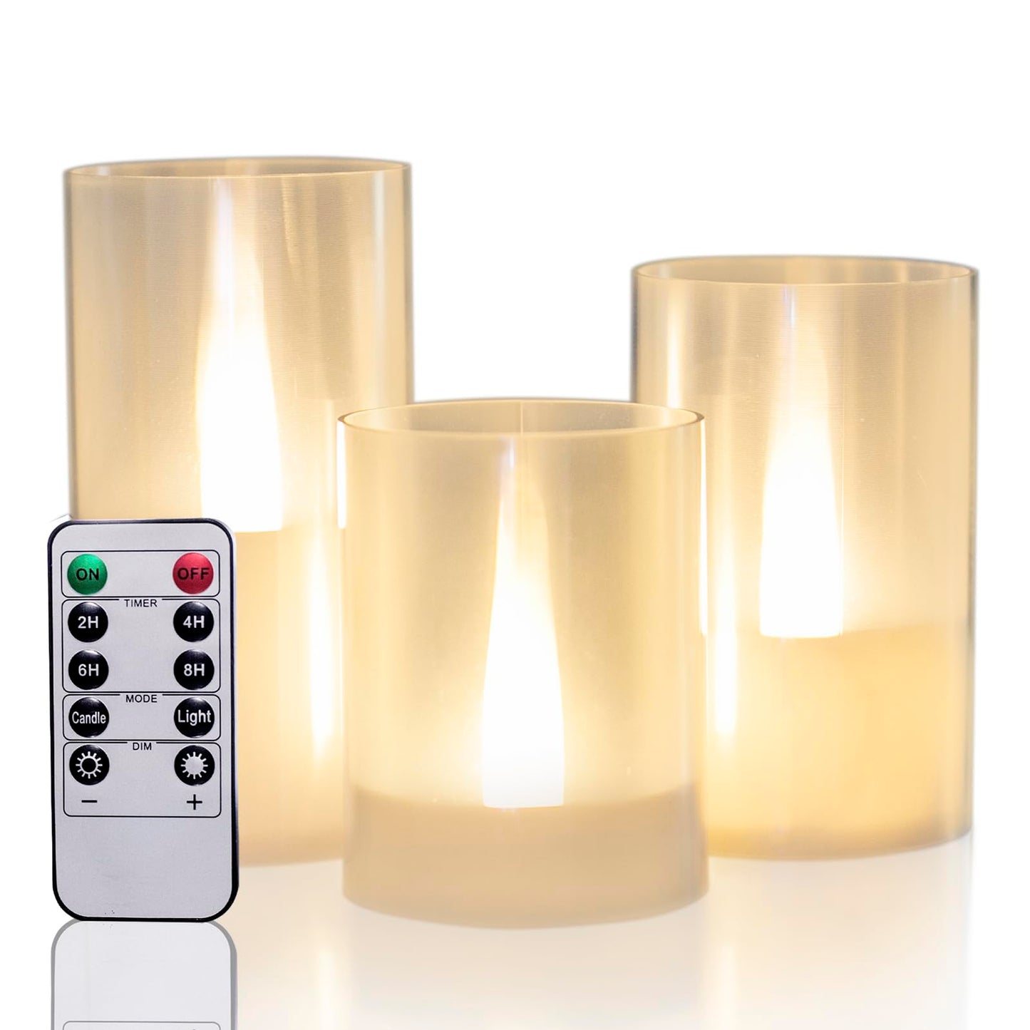 LANKER Flameless Candles with Remote Control and Timer, Battery Operated LED Pillar Candles, Romantic Light, Set of 3 (Warm White)