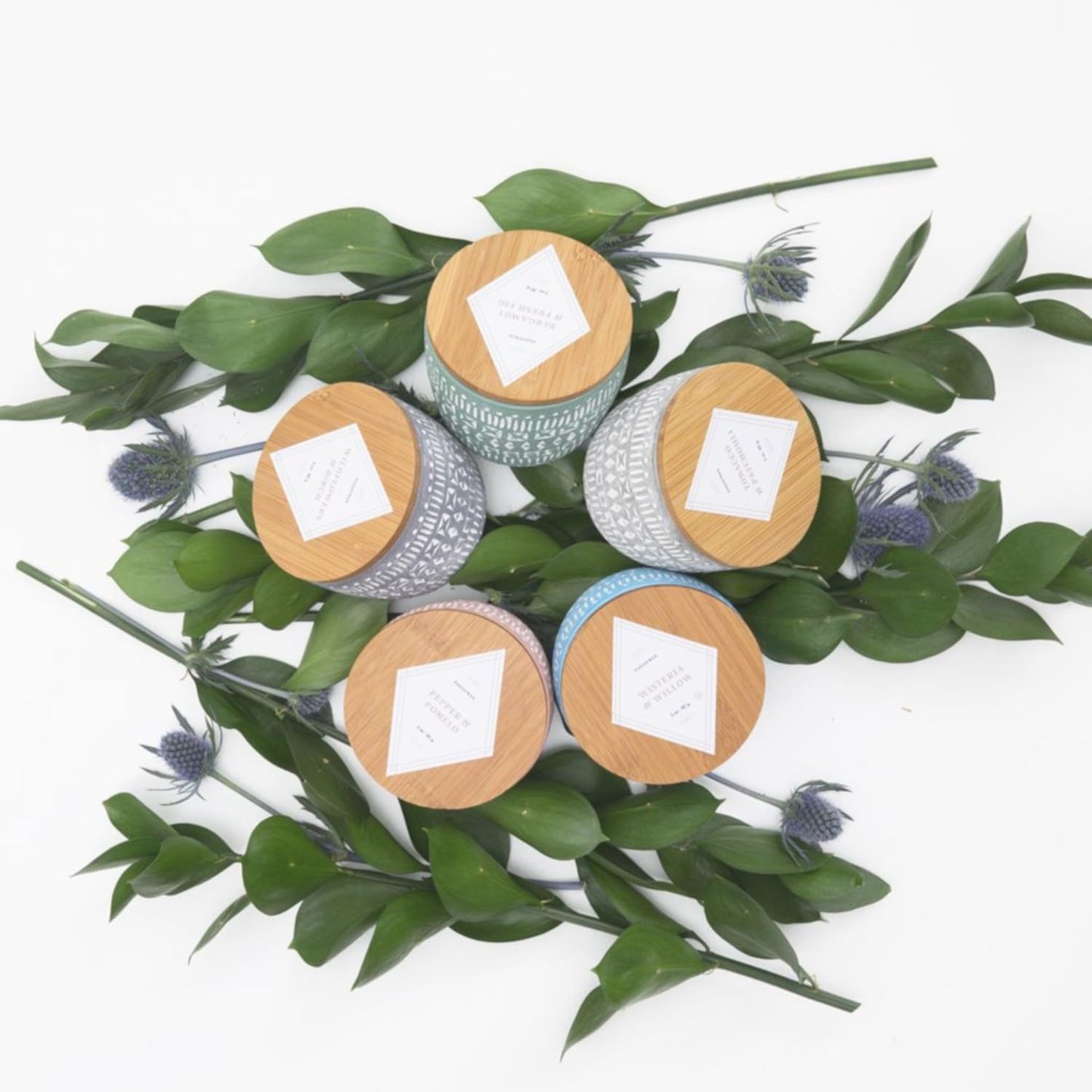 Paddywax Scented Candles Desert-Inspired Sonora Range Candle in Reusable Etched Concrete Pot with Wooden Lid, 283g - 3-Wick, Bergamot & Fresh Fig