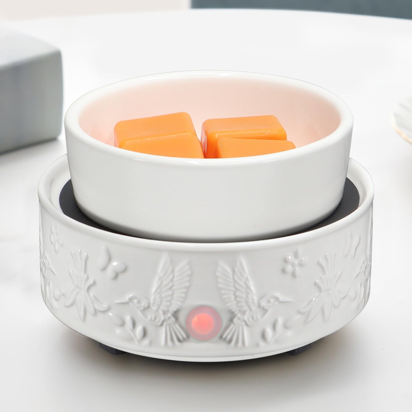 kobodon Wax Melt Warmer for Scented Wax,Ceramic Wax Warmer Fragrances Candle Oils, Home Fragrance Wax Burner,True White Electric Candle Warmer as Gifts for Mom Women(Hummingbird)