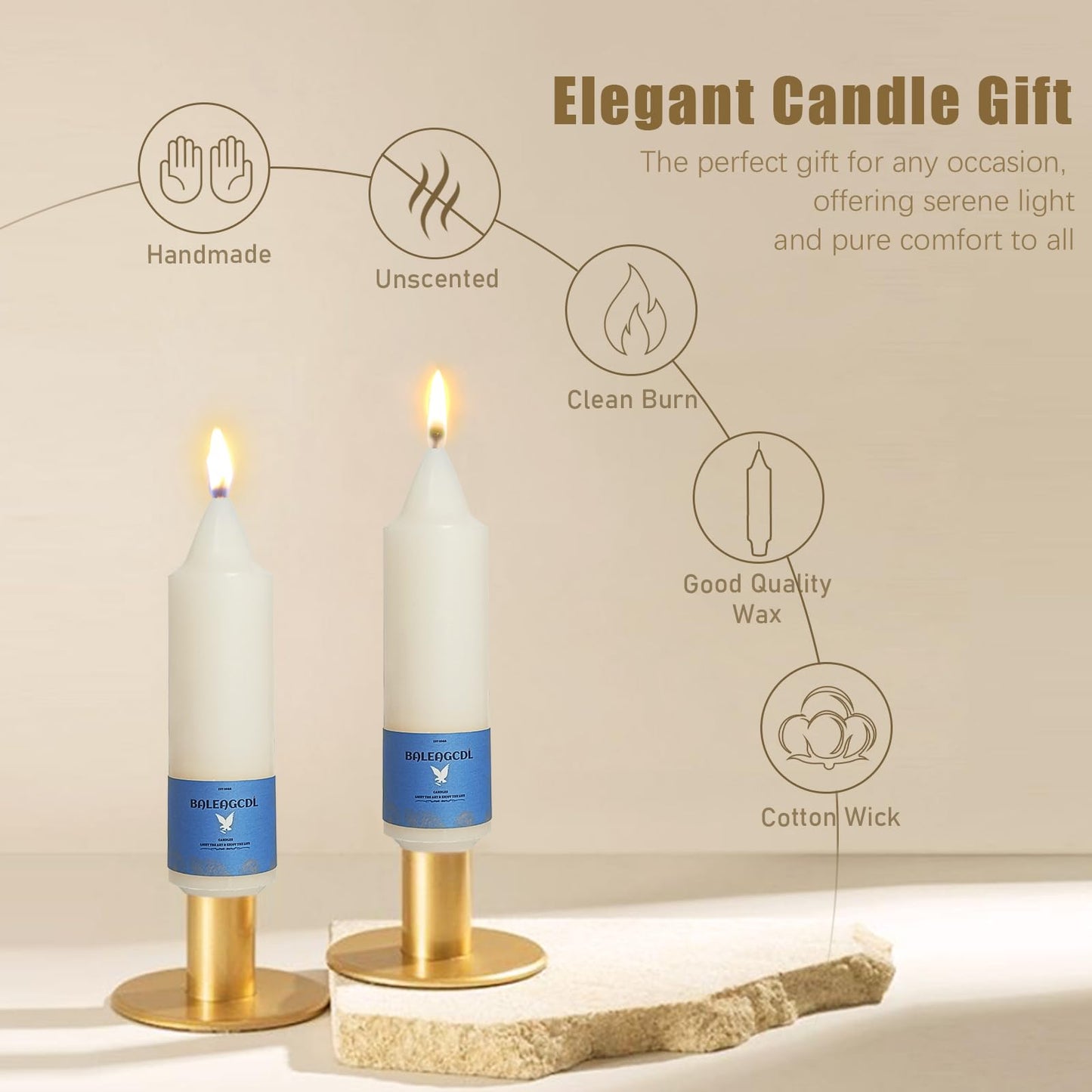 Smokeless Candlesticks Short Taper Candle,Unscented 5 Inches Cream White Candle Sticks Dripless Tapered Candles for Home Décor Weddings(4pcs-Cream White)