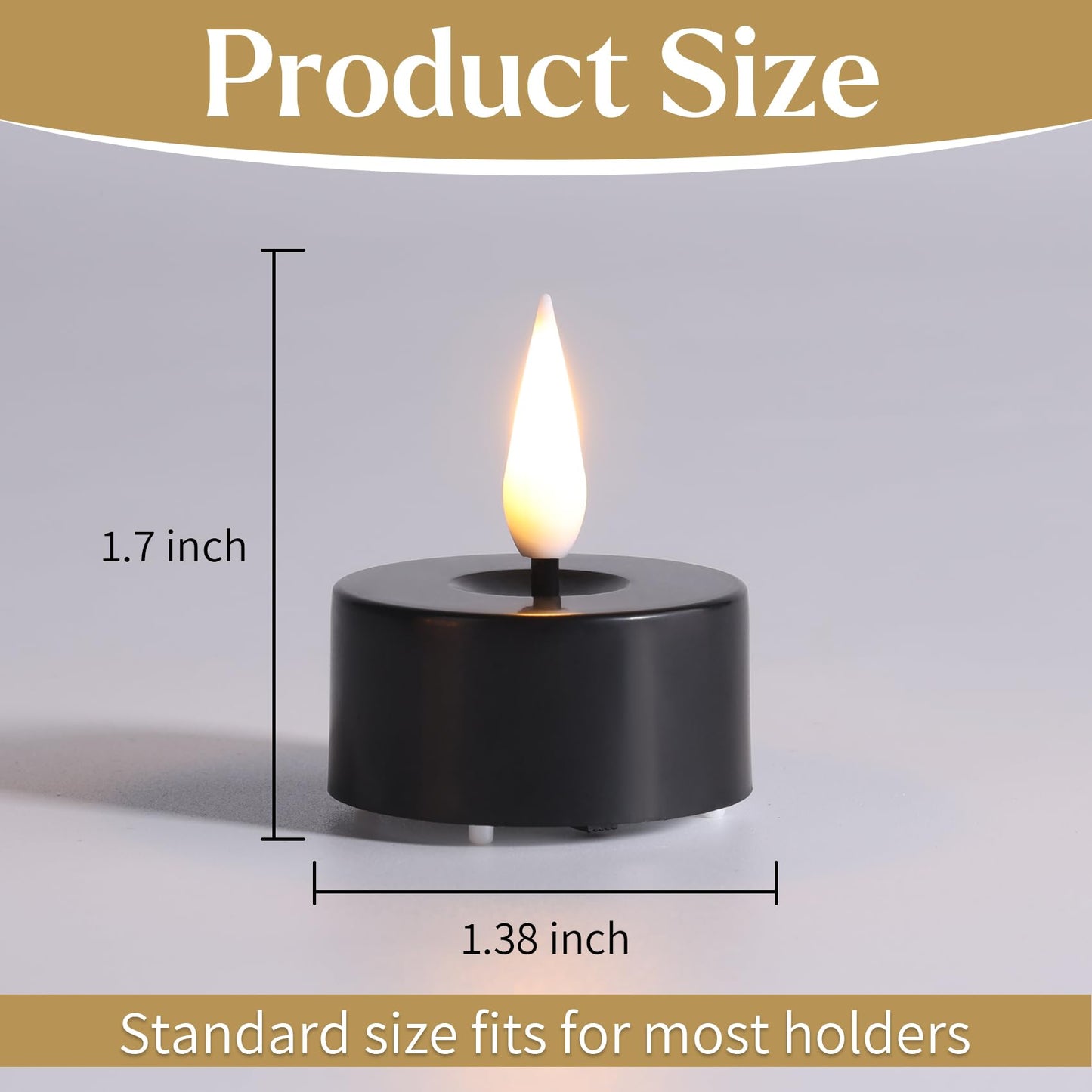 Eywamage Black Flameless LED Tealights with Timer, Flickering Battery Operated Tea Lights Votive Candles Set of 12