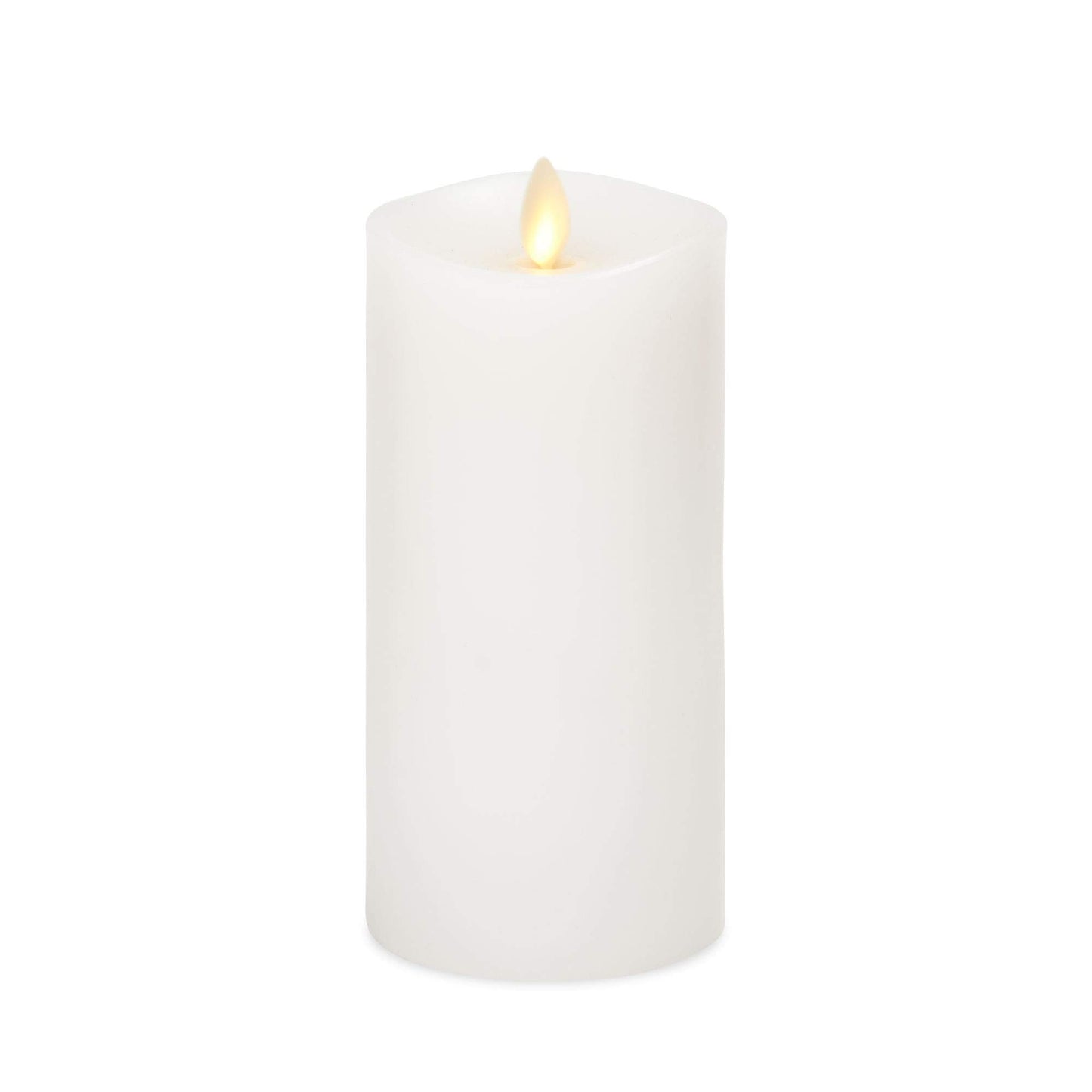 Luminara Flameless Slim Pillar Candle, Flickering Real Flame Effect, Melted Edge, Smooth Wax, Unscented, White, Real Wax, LED Battery Operated