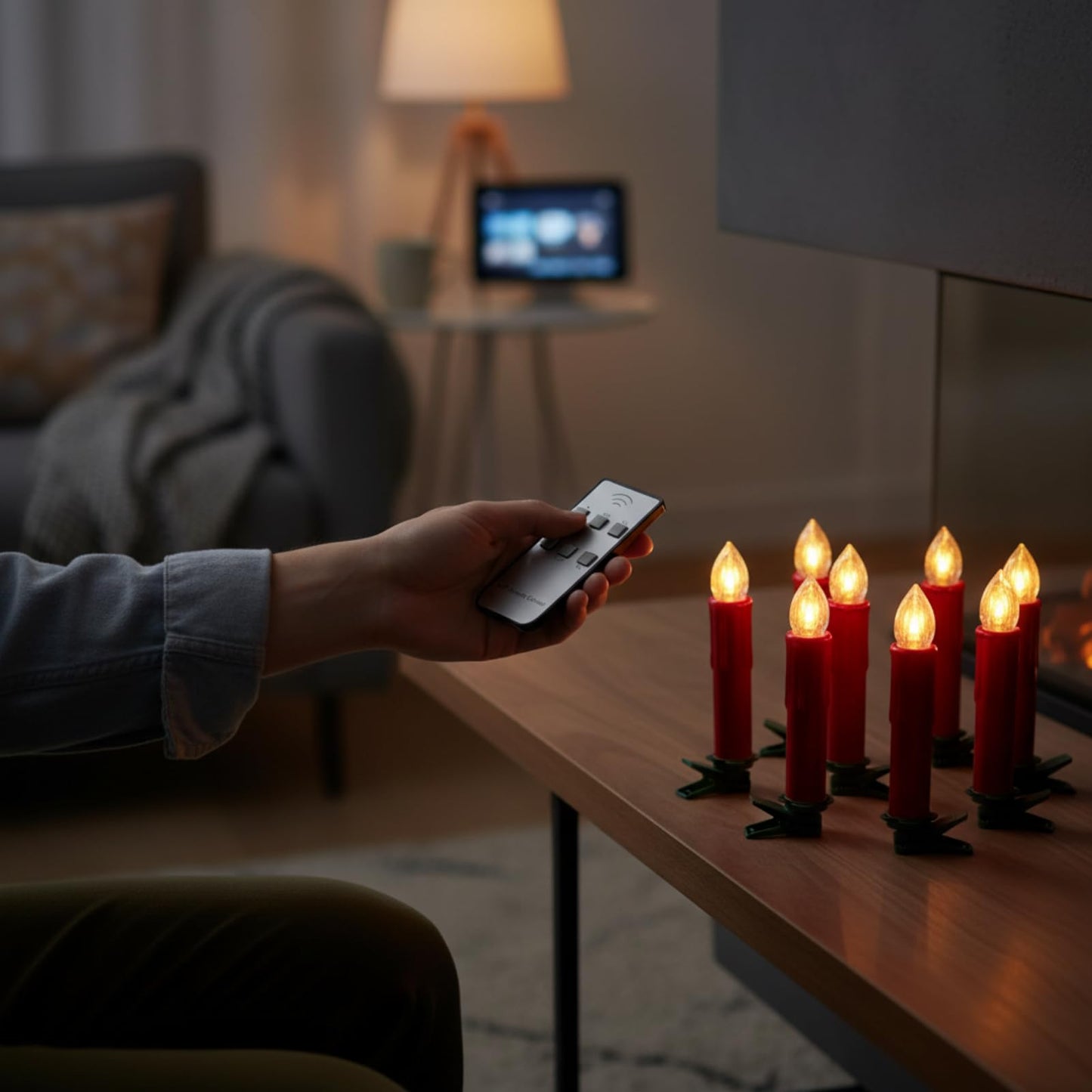 Gedengni Flameless LED Taper Candles with Clips, 4” Battery Operated Window Candles with Remote Timer Mini LED Chandelier Candlesticks for Home Decor Wedding Church Party & Tree Lighting,10 Pack,RED