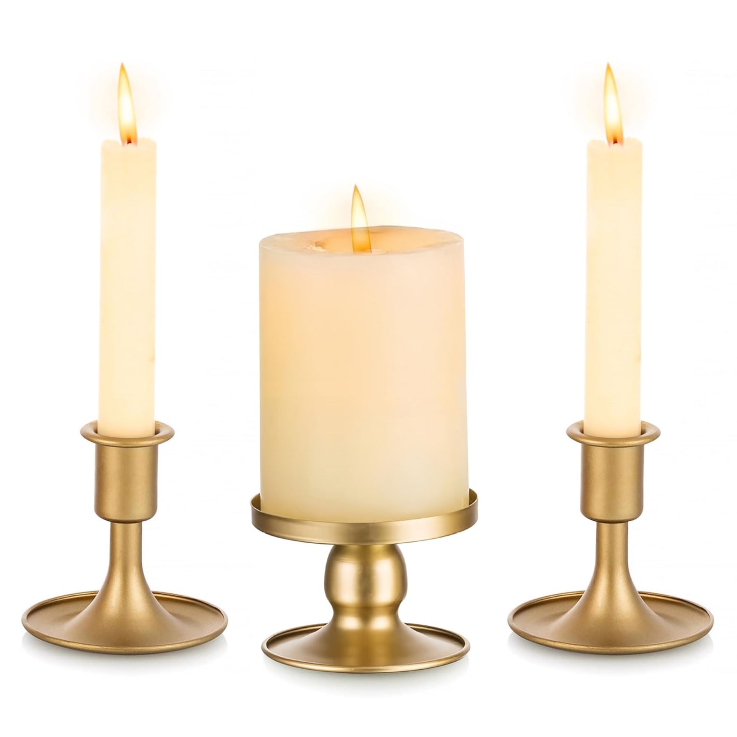 Unity Candle Holder - Gold Unity Candle Holders for Weddings, Metal Gold Unity Candlestick Holder Set of 3, Decorative Unity Candle Stand for Wedding Ceremony Table Centerpiece Decoration Gift