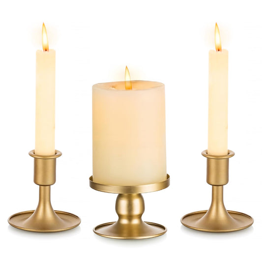 Unity Candle Holder - Gold Unity Candle Holders for Weddings, Metal Gold Unity Candlestick Holder Set of 3, Decorative Unity Candle Stand for Wedding Ceremony Table Centerpiece Decoration Gift