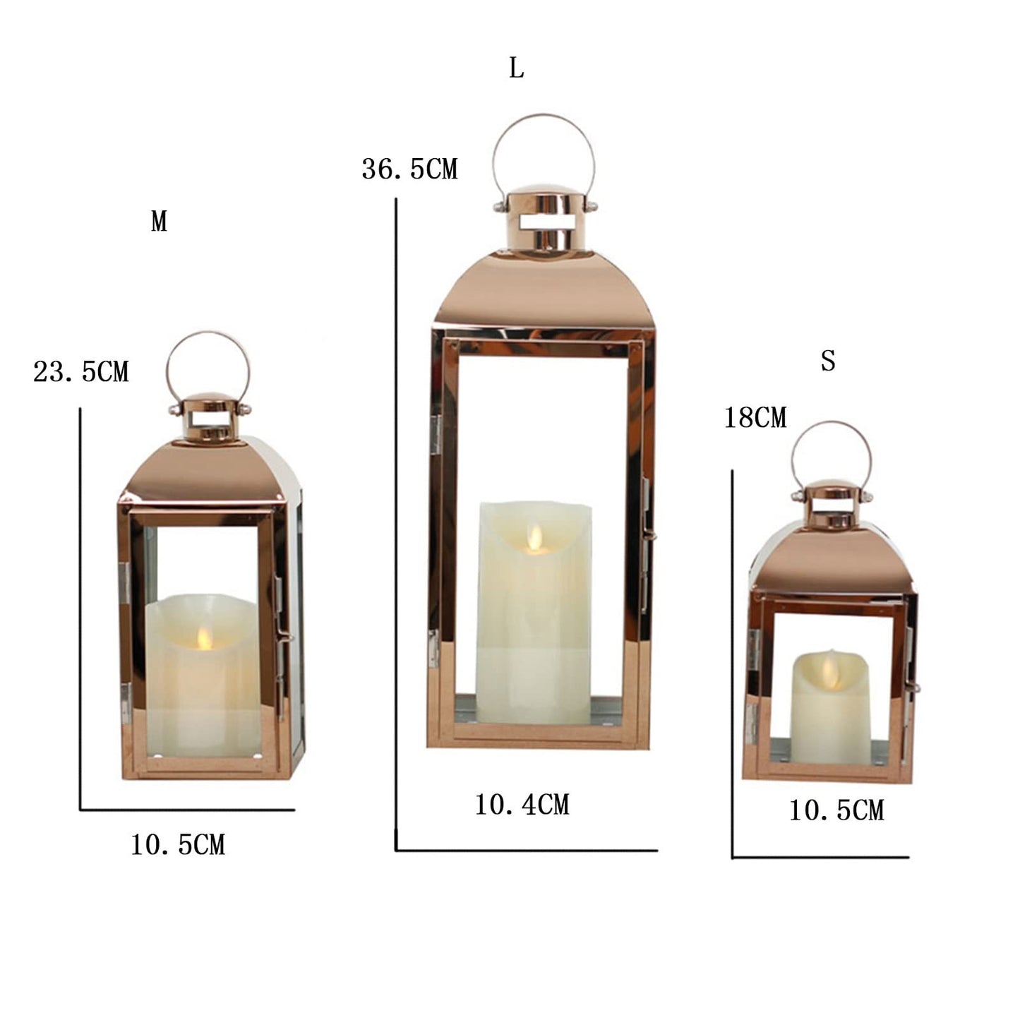 Candle Sconces Hanging Candle Holder Stainless Steel Lantern Candle Holder with Clear Glass Rustic Light Tealight Holder Centerpieces for Table Candle Stand/Display Candelabra (Size : S)