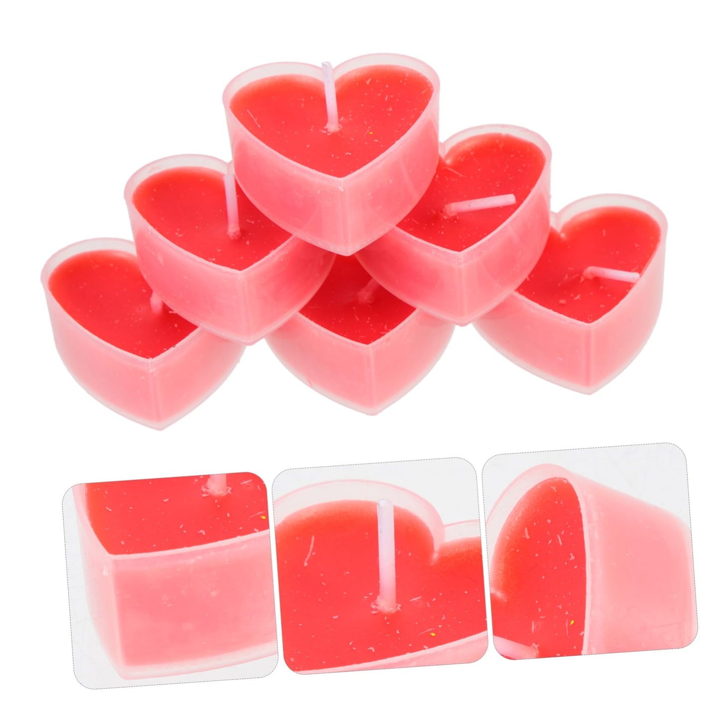 Mobestech 18Pcs Romantic Heart Shaped Tealight Candles Dripless Long Burning Red Proposal Decor for Weddings Bedrooms Parties and Valentines Day Ambiance